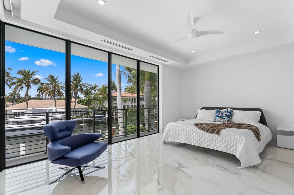 Bedroom, Interior, Marble, Recessed Lighting, Water