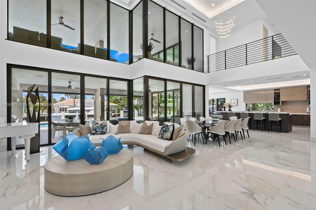 Dining room, Interior, Kitchen, Living room, Marble, Recessed Lighting, Water