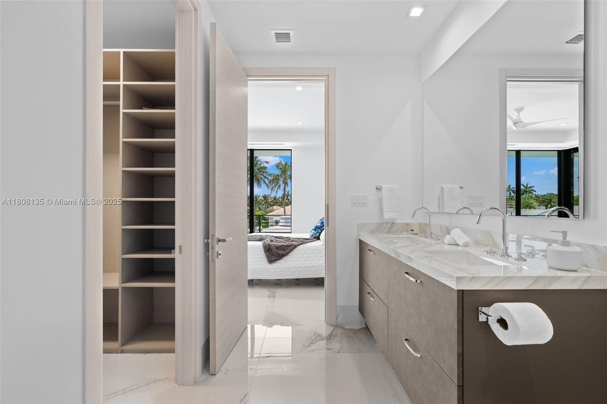 Bathroom, Bedroom, Dual Sink Vanities, Interior, Marble, Recessed Lighting, Water