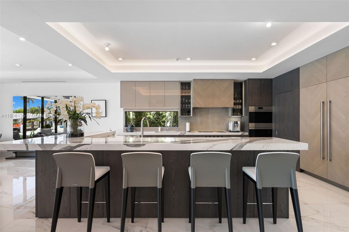 Interior, Kitchen, Marble, Recessed Lighting, Stainless Steel Appliances