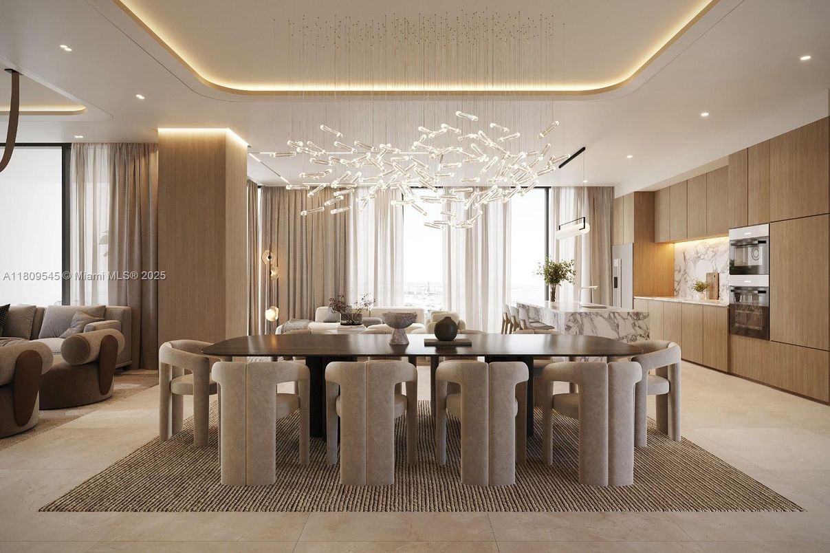 Dining room, Interior, Kitchen, Pendant Lights, Recessed Lighting, Stainless Steel Appliances
