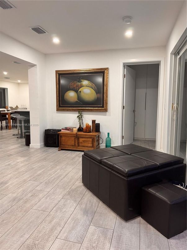 Dining room, Interior, Recessed Lighting, Wood Texture Flooring