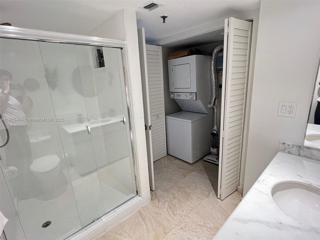Bathroom, Glass Shower, Interior, Utility Closets, Washer