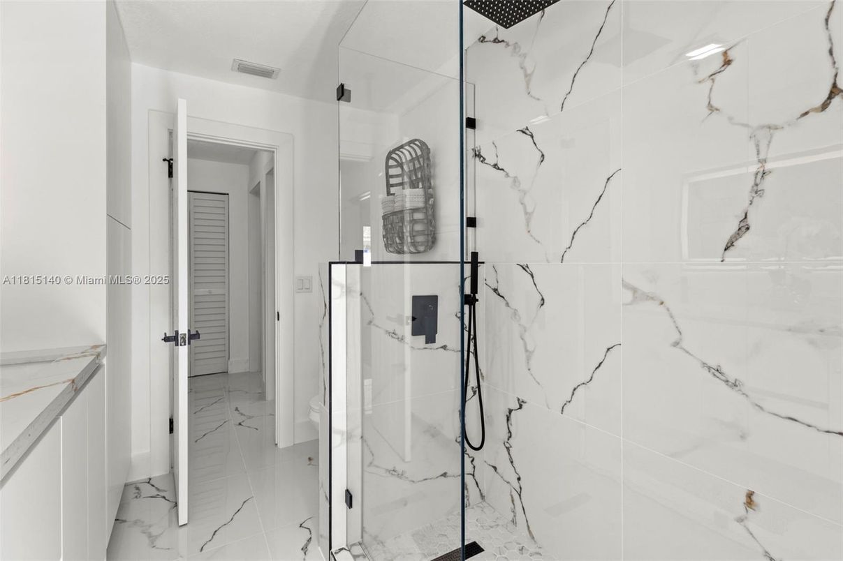 Bathroom, Glass Shower, Interior, Marble, Marble Walls