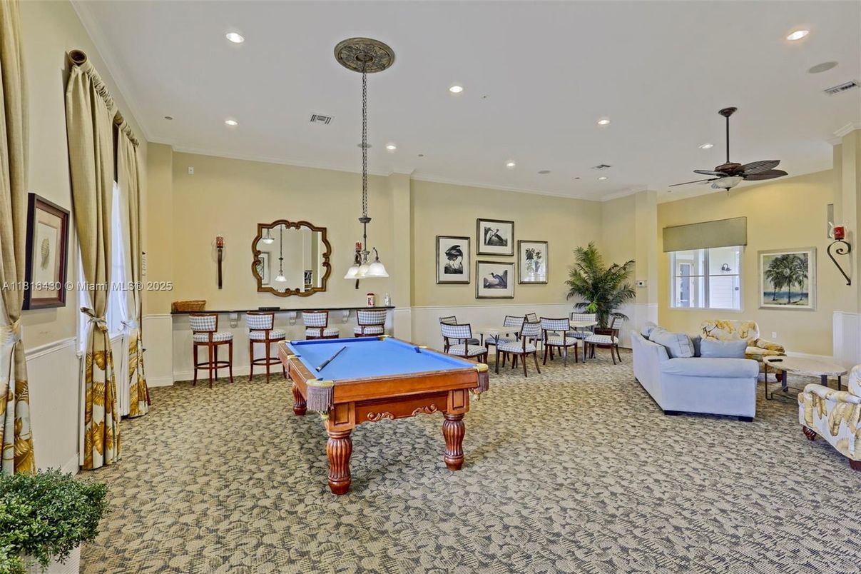 Billiard Table, Game Room, Interior, Living room, Pendant Lights, Recessed Lighting