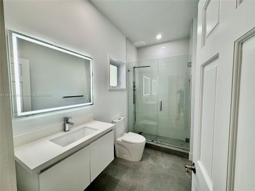 Bathroom, Glass Shower, Interior, Recessed Lighting