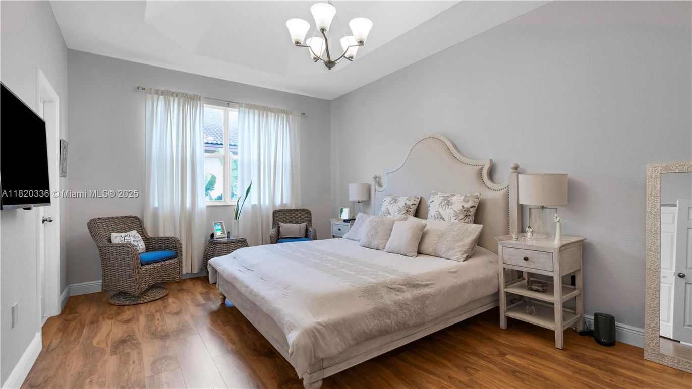 Bedroom, Chandelier, Interior, Wood Texture Flooring