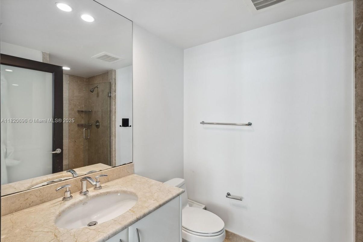 Bathroom, Glass Shower, Interior, Recessed Lighting