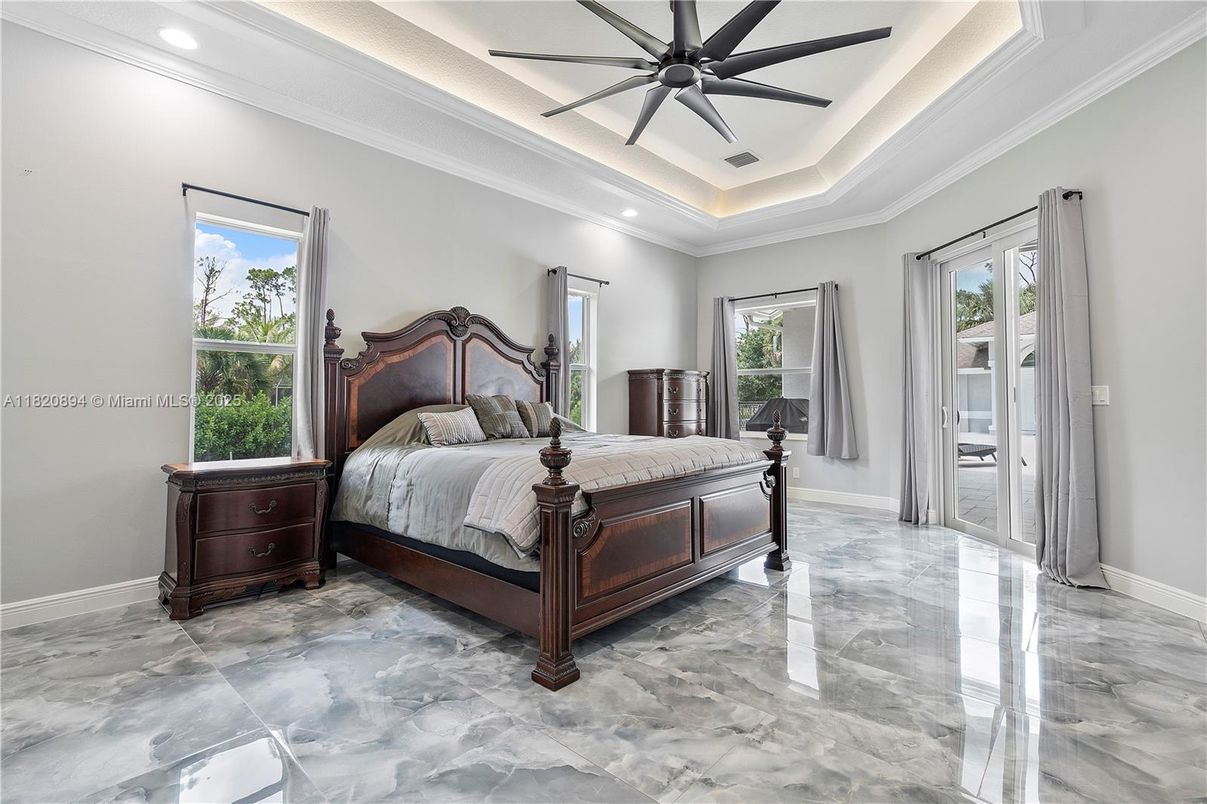 Bedroom, Interior, Marble, Recessed Lighting