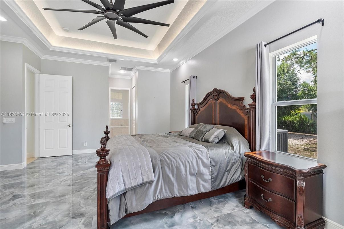 Bedroom, Interior, Marble, Recessed Lighting