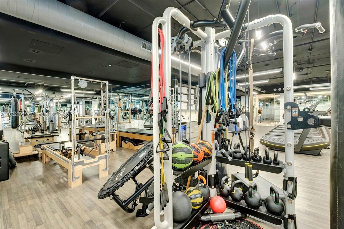 Fitness Equipment, Gym, Interior, Wood Texture Flooring