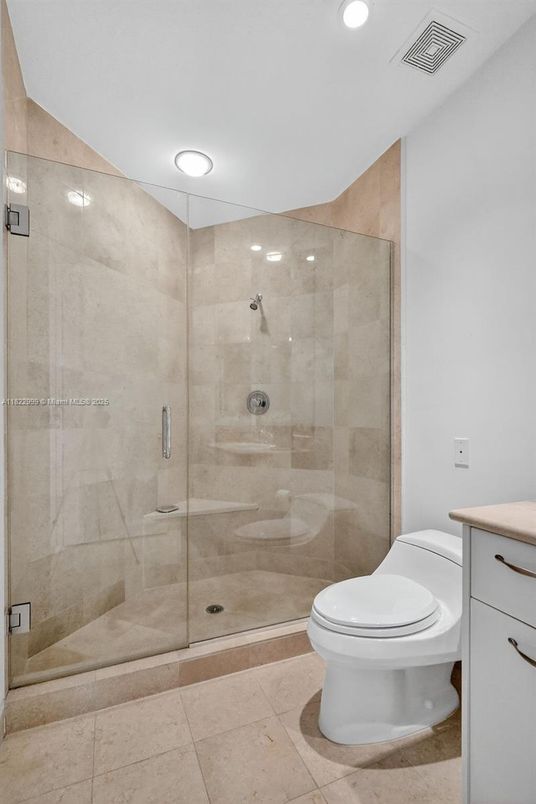 Bathroom, Glass Shower, Interior, Recessed Lighting