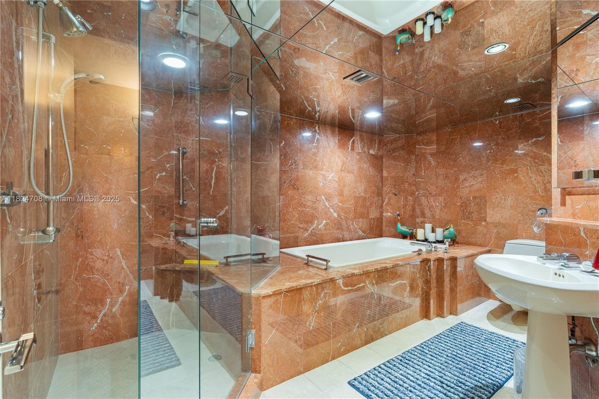 Bathroom, Glass Shower, Interior, Recessed Lighting