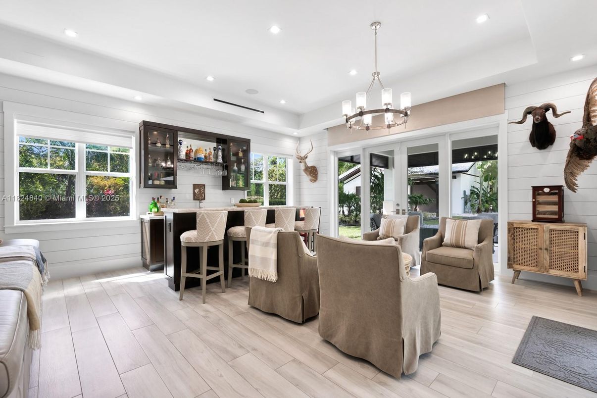 Chandelier, Interior, Living room, Recessed Lighting, Wood Texture Flooring