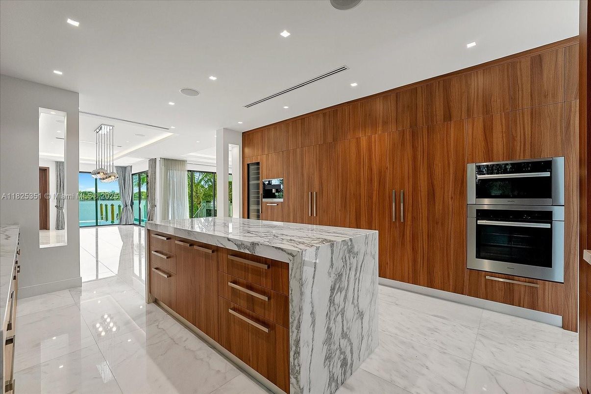 Interior, Kitchen, Marble, Recessed Lighting, Stainless Steel Appliances