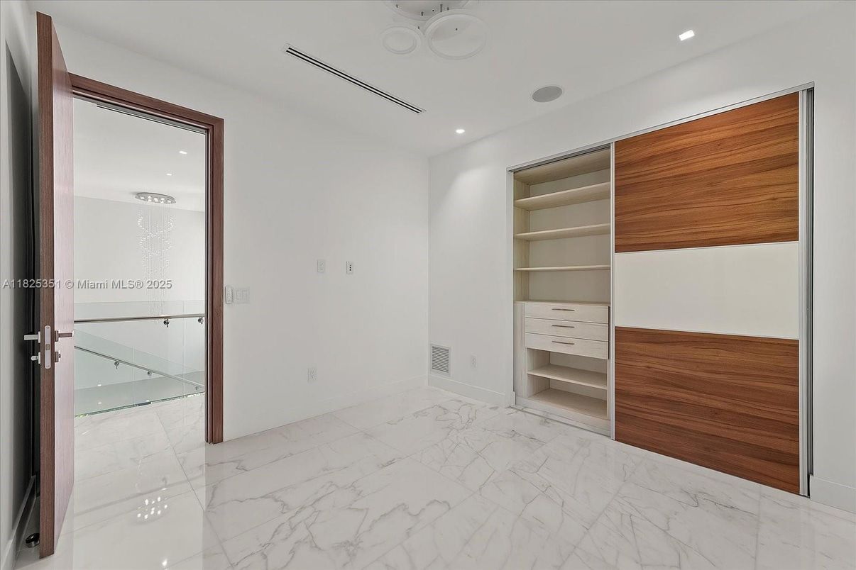 Bathroom, Empty room, Glass Shower, Interior, Marble, Recessed Lighting, Wood Texture Flooring