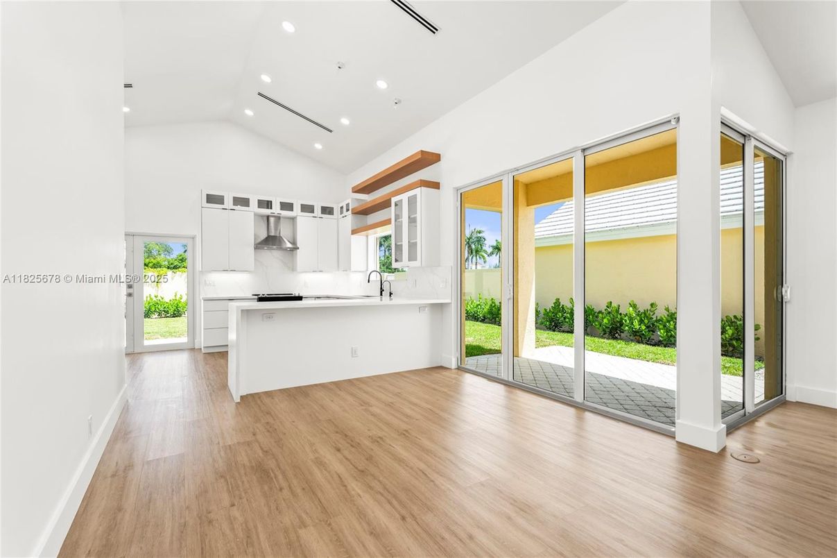 Interior, Kitchen, Recessed Lighting, Wood Texture Flooring