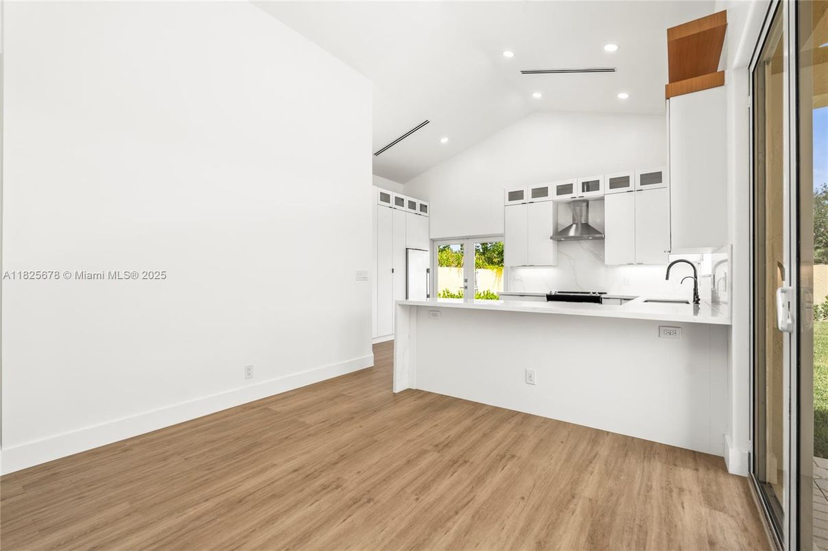 Interior, Kitchen, Recessed Lighting, Wood Texture Flooring