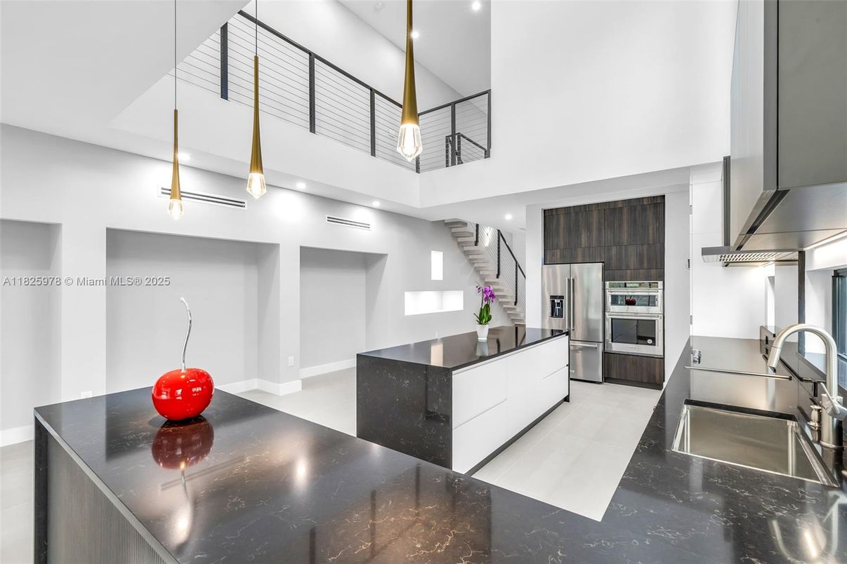 Interior, Kitchen, Pendant Lights, Recessed Lighting, Stainless Steel Appliances