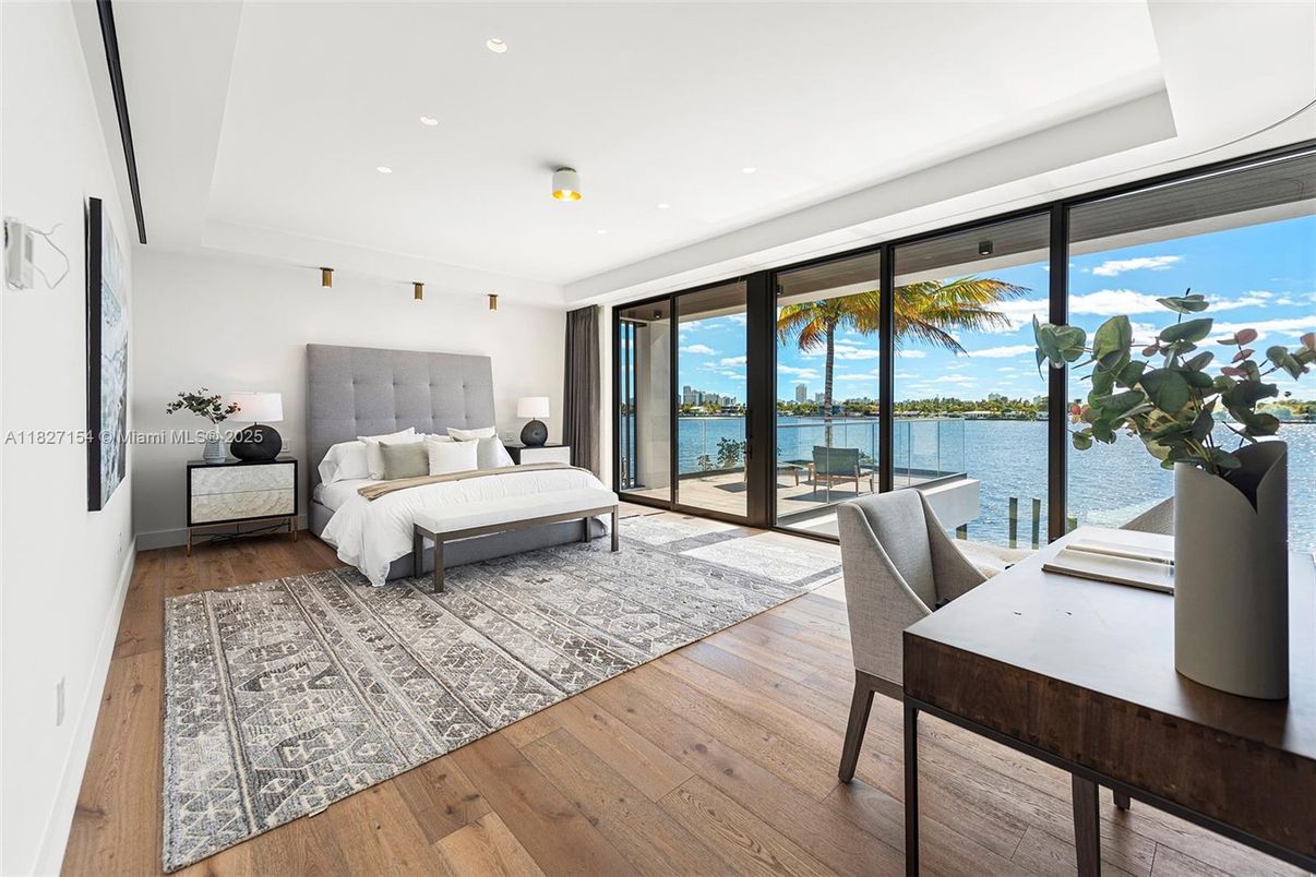 Bedroom, Home Office, Interior, Recessed Lighting, Water, Wood Texture Flooring