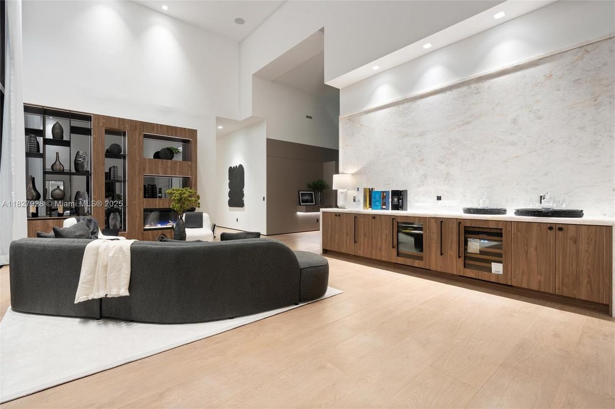 Interior, Living room, Recessed Lighting, Wood Texture Flooring