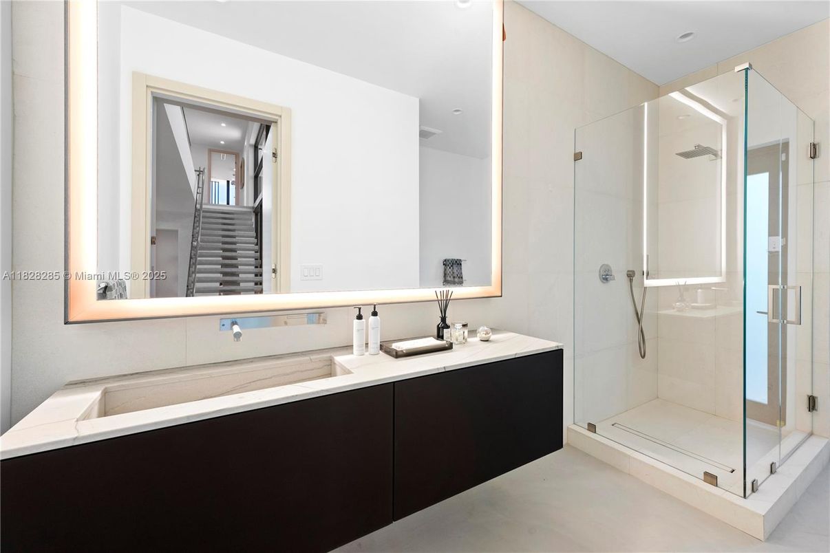 Bathroom, Glass Shower, Interior, Recessed Lighting