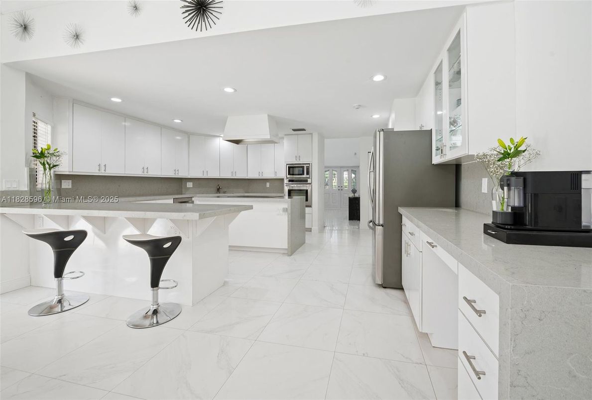 Interior, Kitchen, Marble, Recessed Lighting, Stainless Steel Appliances