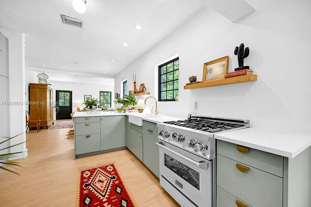 Interior, Kitchen, Recessed Lighting, Wood Texture Flooring