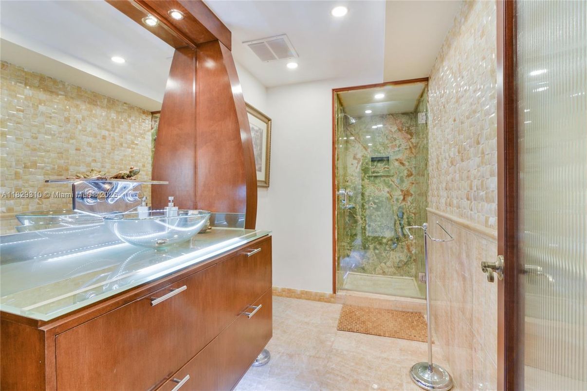 Bathroom, Glass Shower, Interior, Recessed Lighting