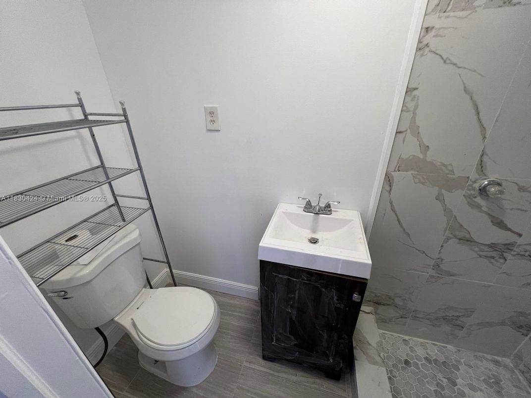 Bathroom, Interior, Marble Walls, Wood Texture Flooring
