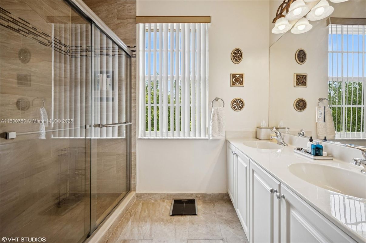 Bathroom, Dual Sink Vanities, Glass Shower, Interior
