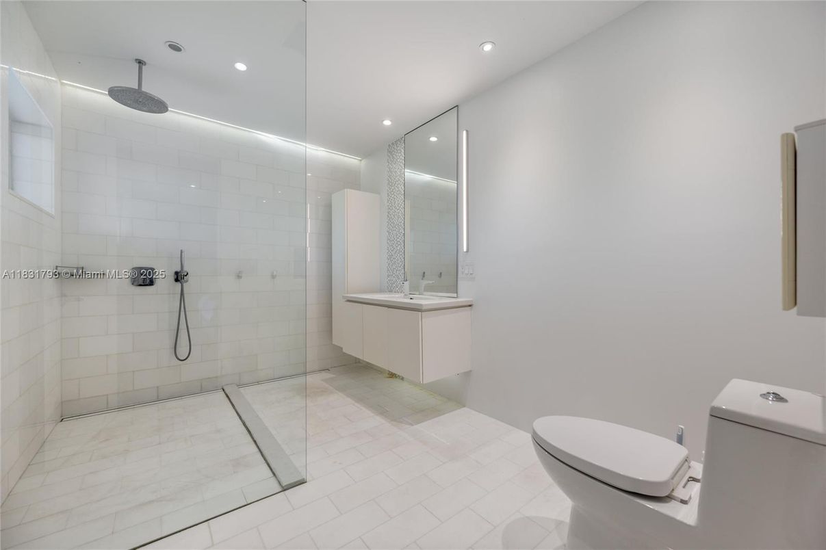 Bathroom, Glass Shower, Interior, Recessed Lighting