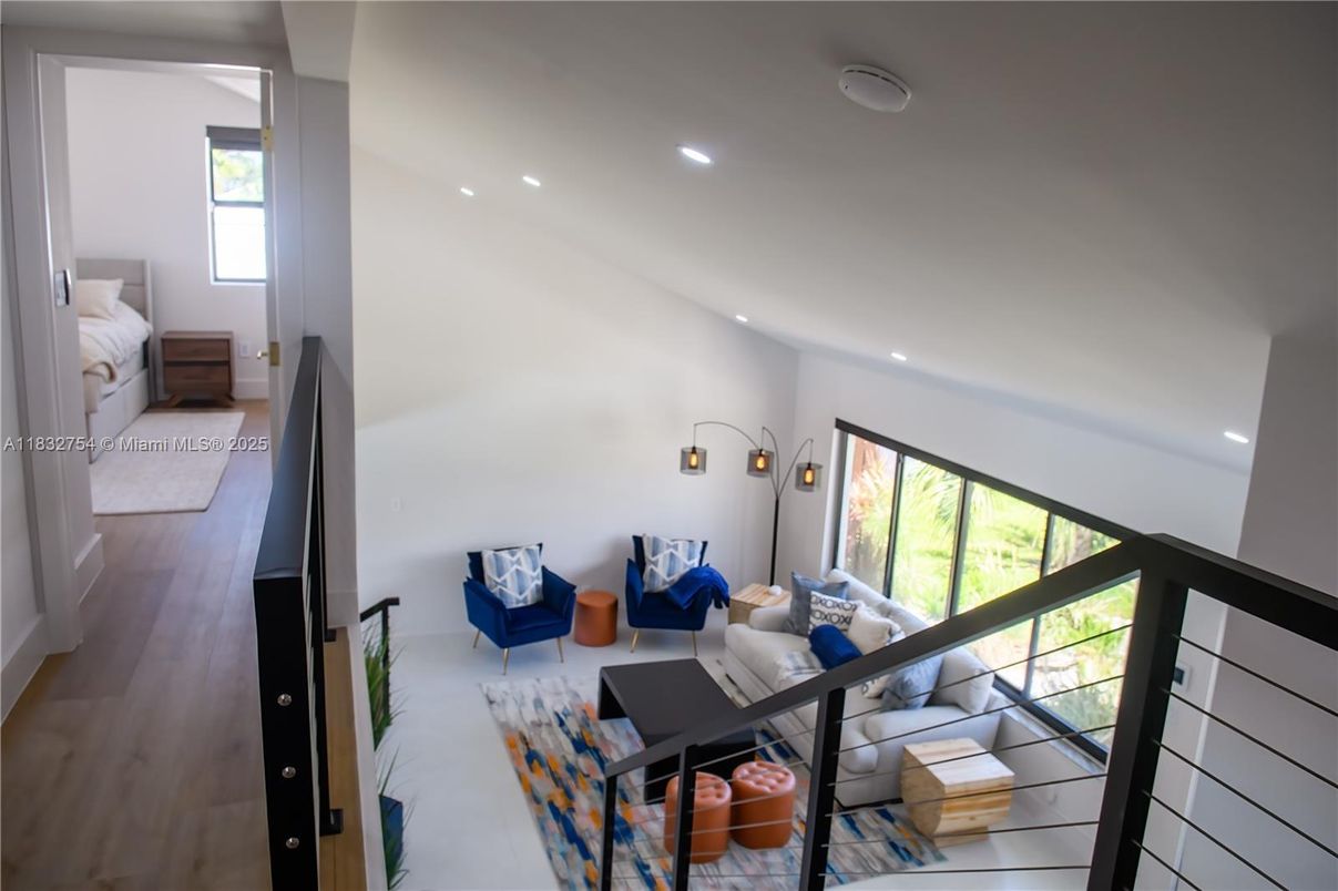 Bedroom, Interior, Living room, Recessed Lighting, Wood Texture Flooring