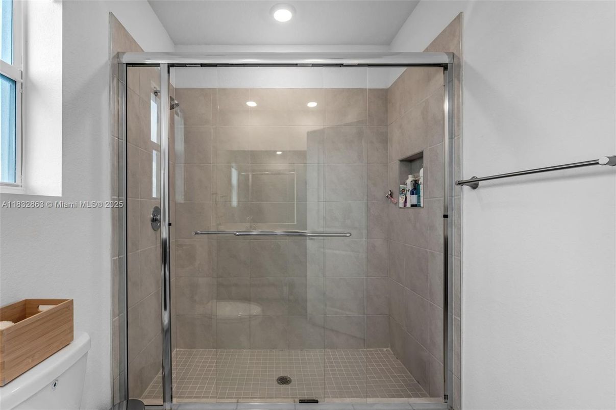Bathroom, Glass Shower, Interior, Recessed Lighting