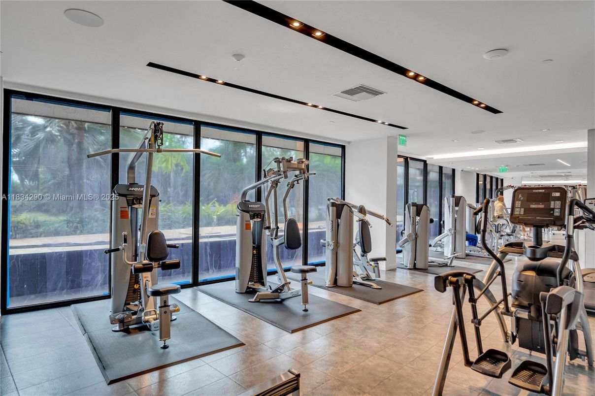 Fitness Equipment, Gym, Interior, Recessed Lighting