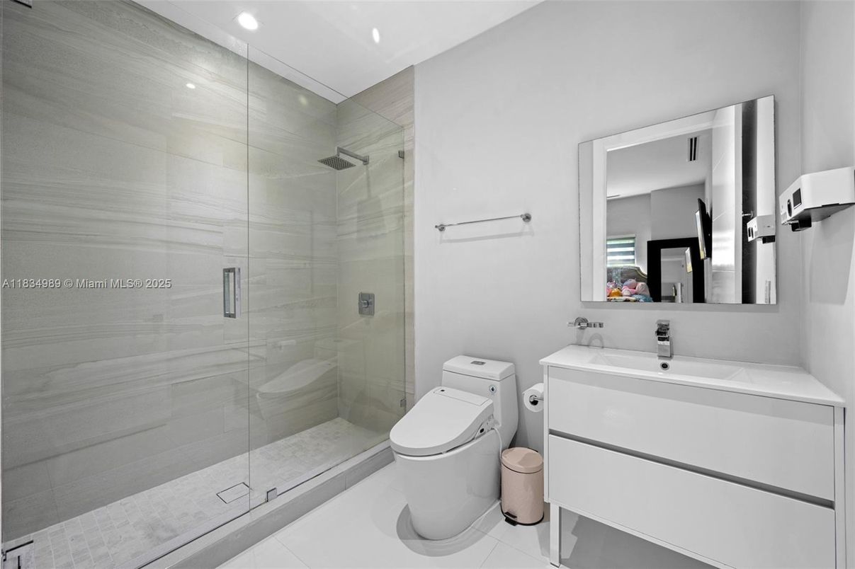 Bathroom, Glass Shower, Interior, Recessed Lighting