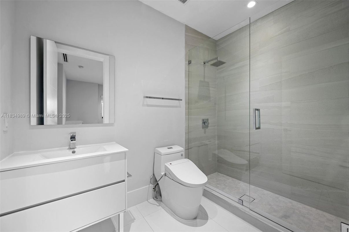 Bathroom, Glass Shower, Interior, Recessed Lighting