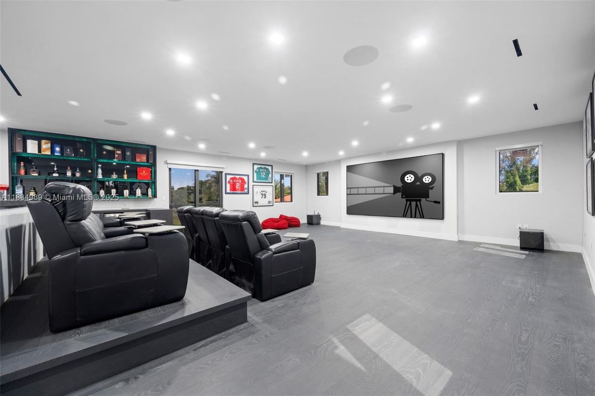 Interior, Recessed Lighting, Theatre Room, Wood Texture Flooring