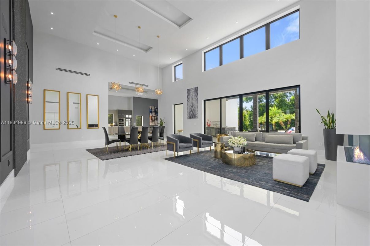 Dining room, Fireplace, Interior, Living room, Pendant Lights, Recessed Lighting