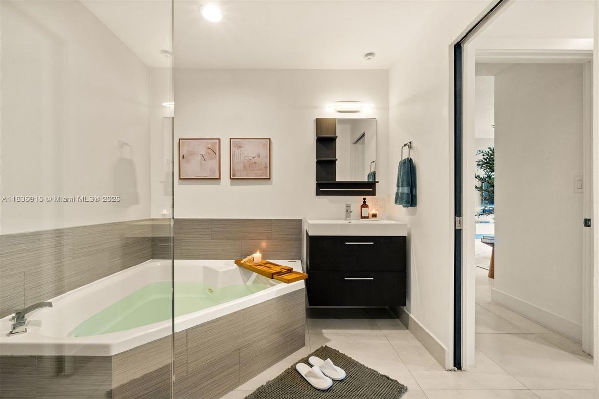 Bathroom, Glass Shower, Interior, Recessed Lighting