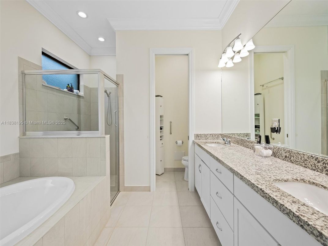 Bathroom, Dual Sink Vanities, Glass Shower, Interior, Recessed Lighting
