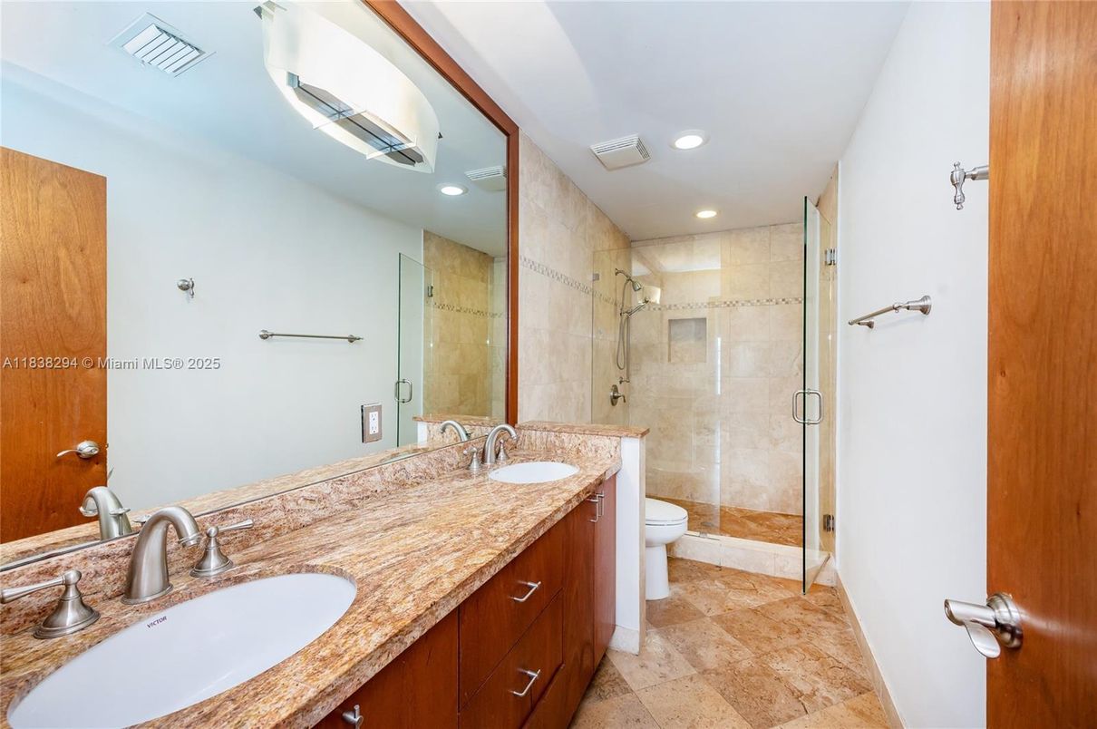 Bathroom, Dual Sink Vanities, Glass Shower, Interior, Recessed Lighting