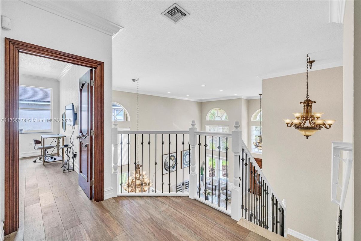 Chandelier, Interior, Recessed Lighting, Wood Texture Flooring