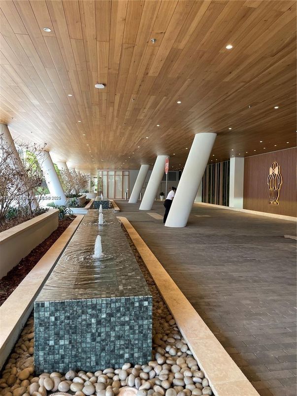 Exterior, Pool, Recessed Lighting, Wooden Ceilings