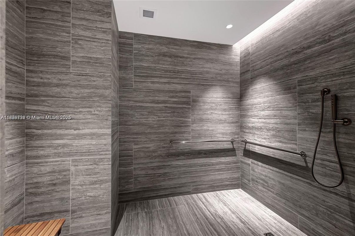 Bathroom, Interior, Recessed Lighting, Wood Texture Flooring