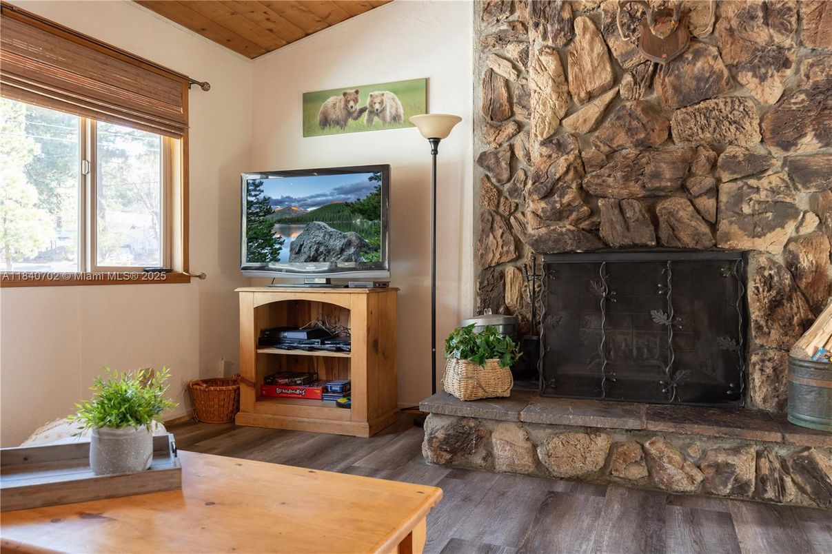Fireplace, Interior, Stone Walls, Wood Texture Flooring