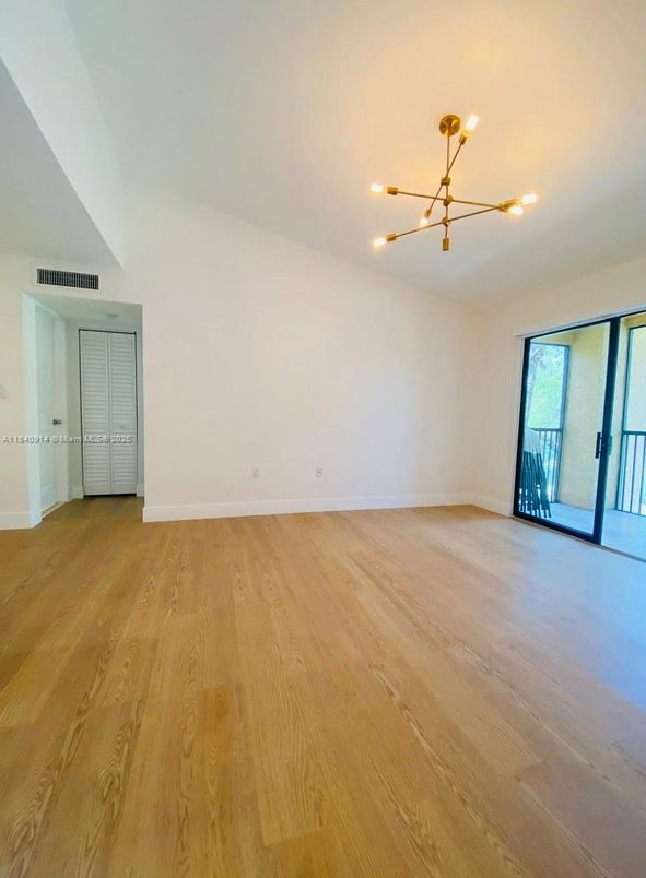 Empty room, Interior, Pendant Lights, Wood Texture Flooring