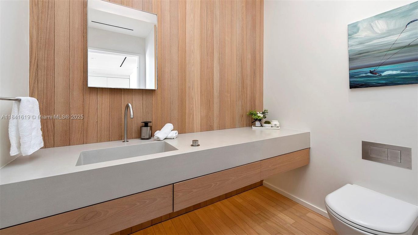 Bathroom, Dual Sink Vanities, Interior, Wood Texture Flooring, Wooden Walls