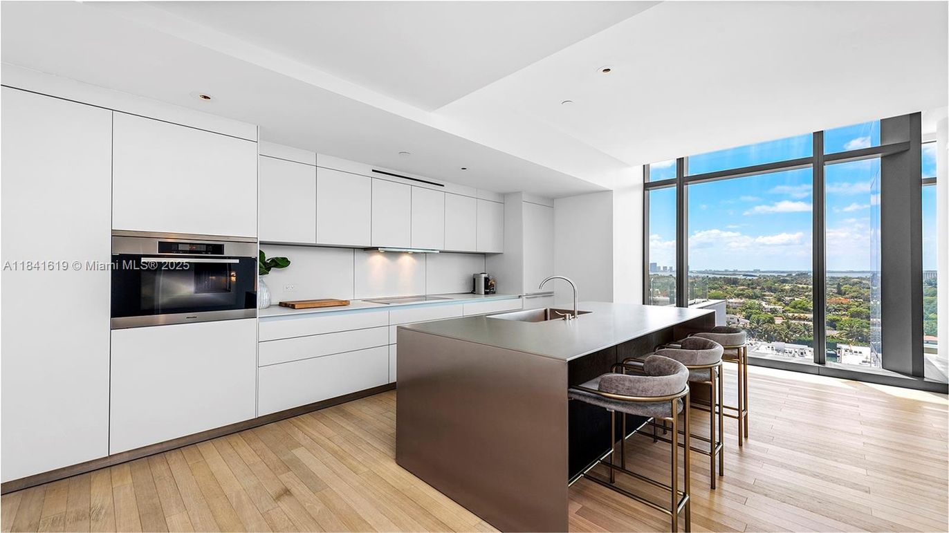 Interior, Kitchen, Recessed Lighting, Stainless Steel Appliances, Water, Wood Texture Flooring