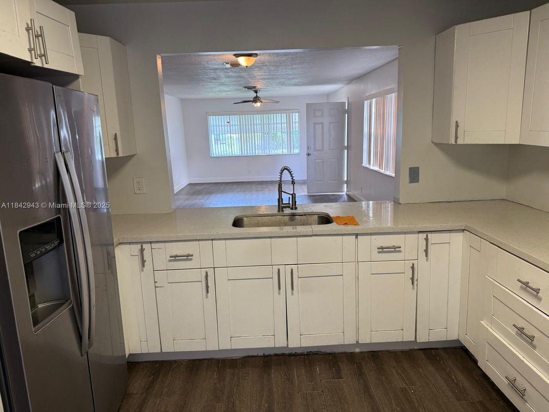 Interior, Kitchen, Stainless Steel Appliances, Wood Texture Flooring
